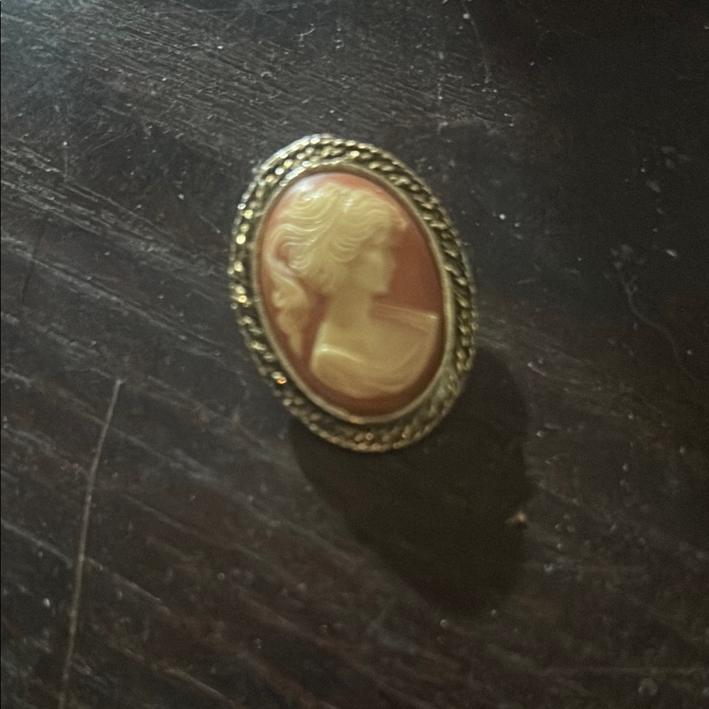 Elegant Gold Cameo Brooch